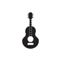 icono de estilo de silueta de música de sonido de melodía de instrumento de cuerda de guitarra clásica vector