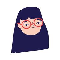 face young woman with glasses female character isolatd icon vector