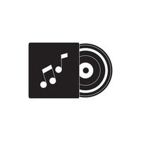 vinyl in case melody sound music silhouette style icon vector