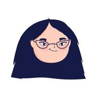 face young woman with eyeglasses female character isolatd icon vector