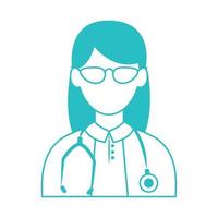 online doctor, physician with and stethoscope consultant medical protection covid 19, line style icon vector