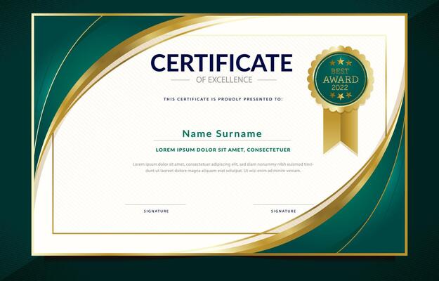 Green And Gold Design Sertificate Template