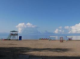 Calm scene at Lake Issyk Kul in Kyrgyzstan photo