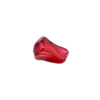 Single macro closeup of red color pomegranate seed shape isolated on white background photo