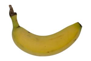 plátano sin pelar realista desde una vista de ángulo alto sobre fondo blanco aislado foto