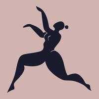 Dancing silhouette of a woman, inspired by Matisse. Abstract dance of a female body in motion. Vector cutout illustration isolated in contemporary trendy style.