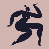 Dancing silhouette of a woman inspired by Matisse. Scissors carved female figure in motion. Vector cut out illustration isolated in contemporary trendy style.