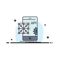 Api Application coding Development Mobile Flat Color Icon Vector