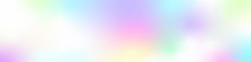 Horizontal blurred iridescent background of gentle color. Multicolor gradient pastel purple, pink and blue. Vector illustration of glowing flowing spots.