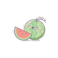 sandía fruta carácter lindo dibujos animados kawaii vector ilustración