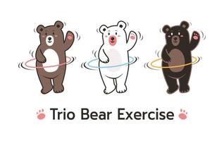 Three Bear bear playing hula hoop vector