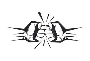 Two clenched fists bumping vector illustration