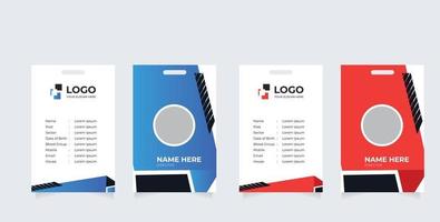 plantilla de diseño de tarjeta de identificación corporativa. tarjetas de identidad rojas horizontales y limpias modernas vector