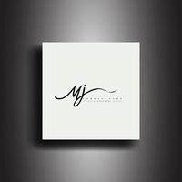 MJ Signature style monogram.Calligraphic lettering icon and handwriting vector art.