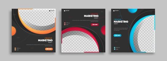 conjunto especial de plantilla de diseño de publicación de medios sociales de negocios creativos para anuncios en Internet, vector de banner web