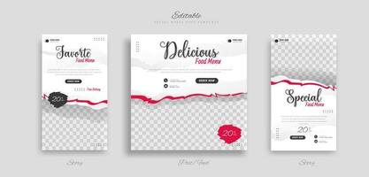 special original food delicious restaurant promotion menu content for social media post banner template. vector