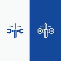 Cloud Computing Screwdriver Tooling Line and Glyph Solid icon Blue banner vector