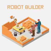 Robot Builder Isometric Illustration vector