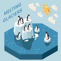 Melting Glaciers Isometric Background vector