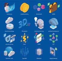 Web 3.0 Technology Isometric Set vector