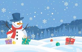 Christmas Snowman Nature Concept Background vector