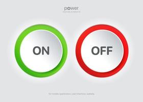 On and Off toggle switch icons push buttons. Switch toggle buttons ON OFF. Material design switch buttons set. Open and close ui icons. Active and Inactive icon. Stock Vector.