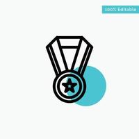 Achievement Education Medal turquoise highlight circle point Vector icon