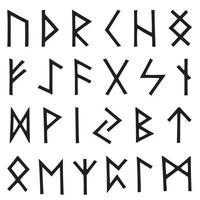 Viking runes set. Rune alphabet, futhark. Mystical symbols. Esoteric, occult, magic. vector