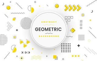 Flat geometric memphis models background with elements set color yellow modern and clean look vector