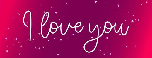 White I Love You cursive phrase on a red and wine gradient background with paint drops. vector