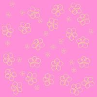 Pink outline cute flowers. Dark pink background. Fully editable. Perfect for any customization. vector
