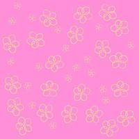 Pink outline cute flowers. Dark pink background. Fully editable. Perfect for any customization. vector