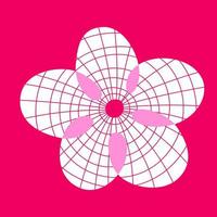 White pink flower with line details and pink background. Fully editable. vector