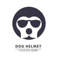 The dog's head wears a helmet and also wears glasses logo icon vector