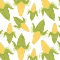 Seamless pattern with corn. Pattern with vegetables. Vector illustration. Drawn style.