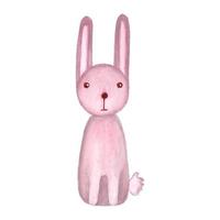 Watercolor cute cartoon hare. Hand drawn vector illustration of forest animal isolated on white background. Element for childish design.