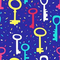 Seamless pattern with multicolored keys on a blue background vector
