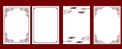 Gold red Chinese New Year card with border vector
