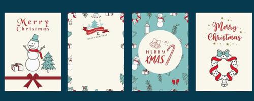 Collection of Christmas background set with tree,snowman,flower,leaves vector