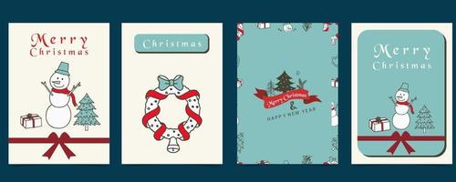 Collection of Christmas background set with tree,snowman,flower,leaves vector