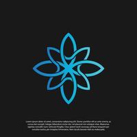 Illustration beauty minimalist flower line art logo, star and flower symbol vector