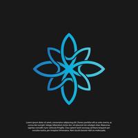 Illustration beauty minimalist flower line art logo, star and flower symbol vector