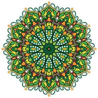 flor verde y mandala circular. vector