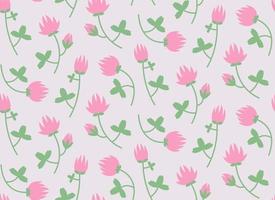 Seamless pattern with red clovers. Texture with wildflowers in flat style. vector