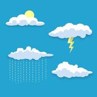 cloud collection icon in blue sky, cloud vector illustration for website and banner design. thunderclouds, rain clouds.