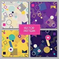 Geometric line circle square triangle and dot shapes memphis style seamless repeat vector pattern