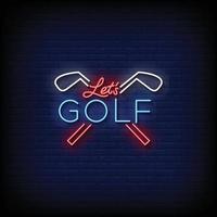 Neon Sign golf with brick wall background vector