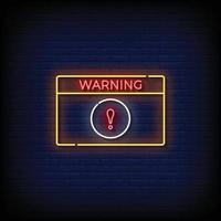 Neon Sign warning with brick wall background vector