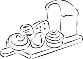 Baking on the board linear vector illustration