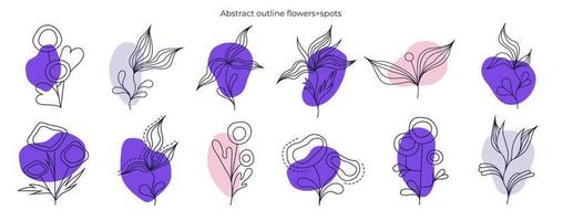 Abstract outline flowers. Elements for wedding invitations and your designs.Print vector